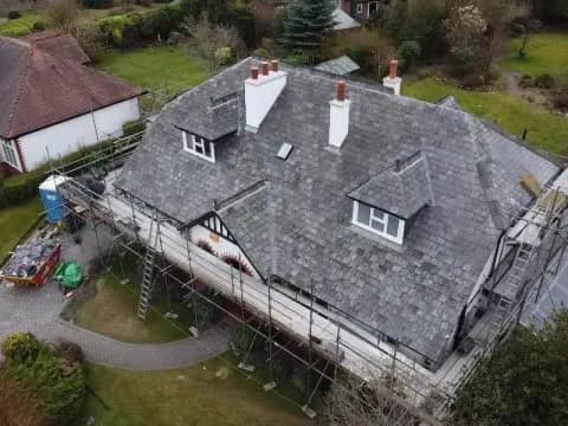 Reclaimed Welsh slate re-roof on a detached Victorian property in Cheadle by Daniel Scott Roofing