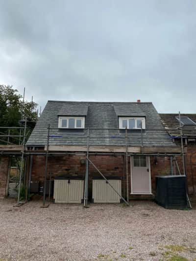 Thatch to Synthetic Slate Conversion. Heritage Cottage, Adlington (SK10), Greys Artstone synthetic slate, Adlington, East Cheshire (SK10)